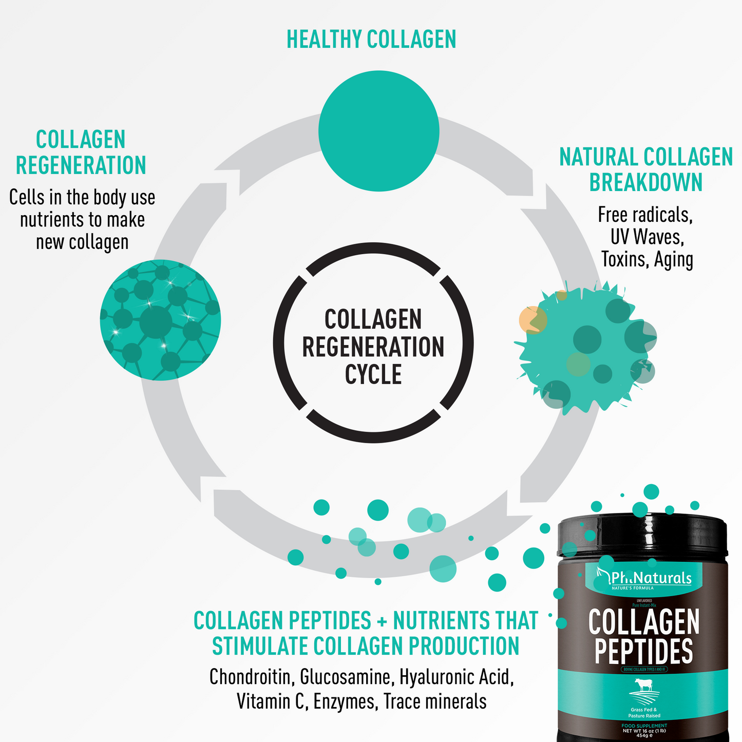 Hydrolysed Collagen Peptides 454 Grams Unflavored