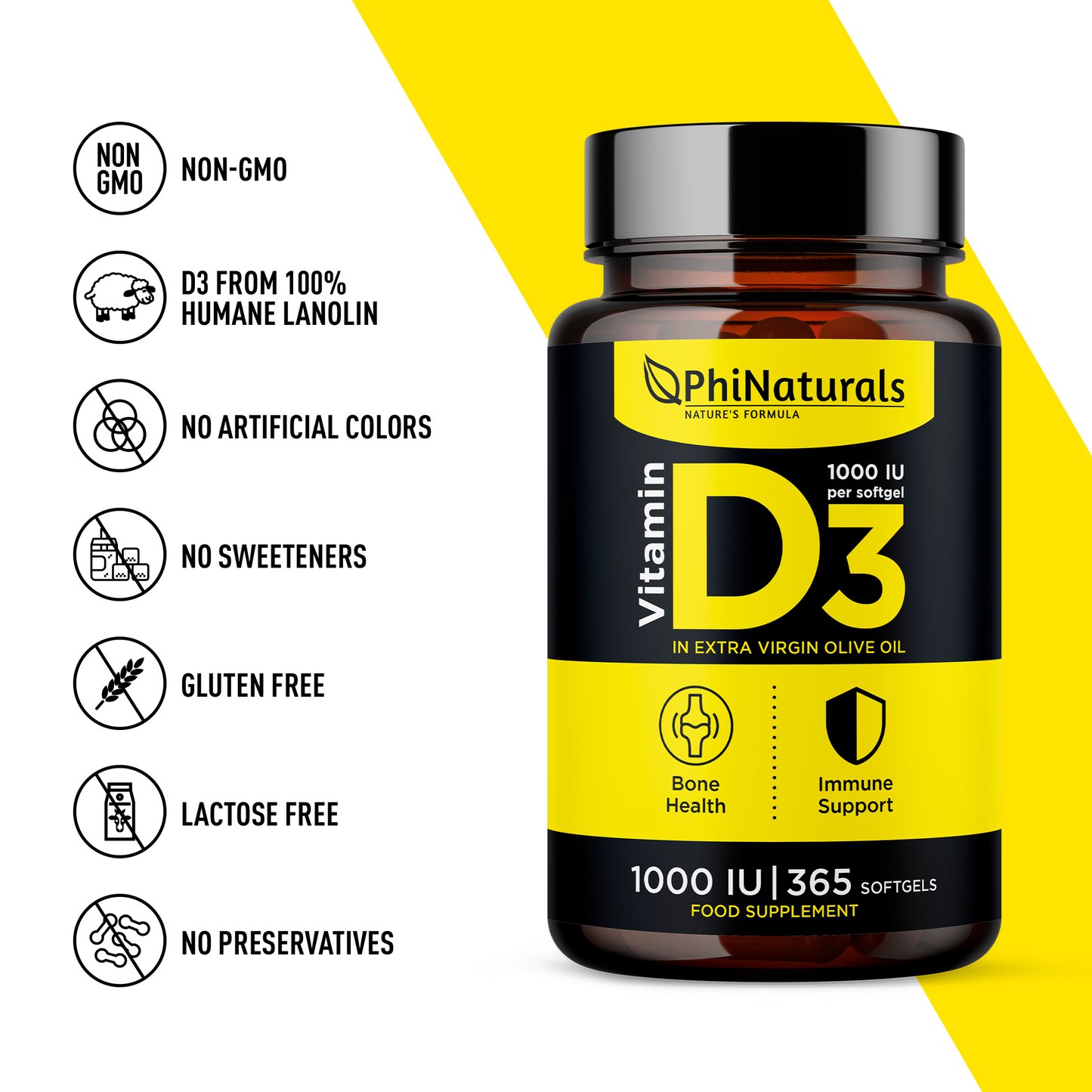 Vitamin D3 1000 IU (365 Softgels) From Lanolin
