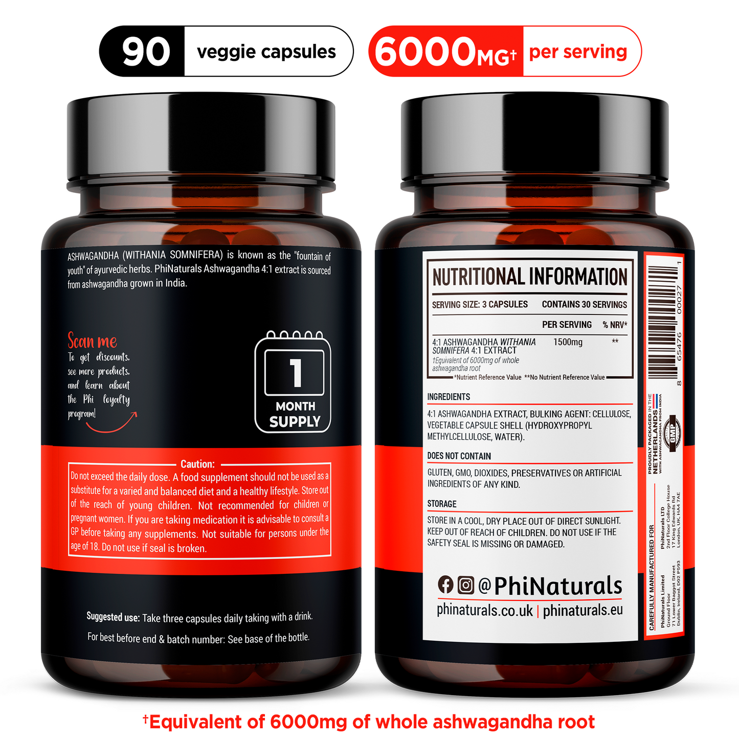 Ashwagandha Herbal Supplement 6000 mg Whole Herb Equivalent