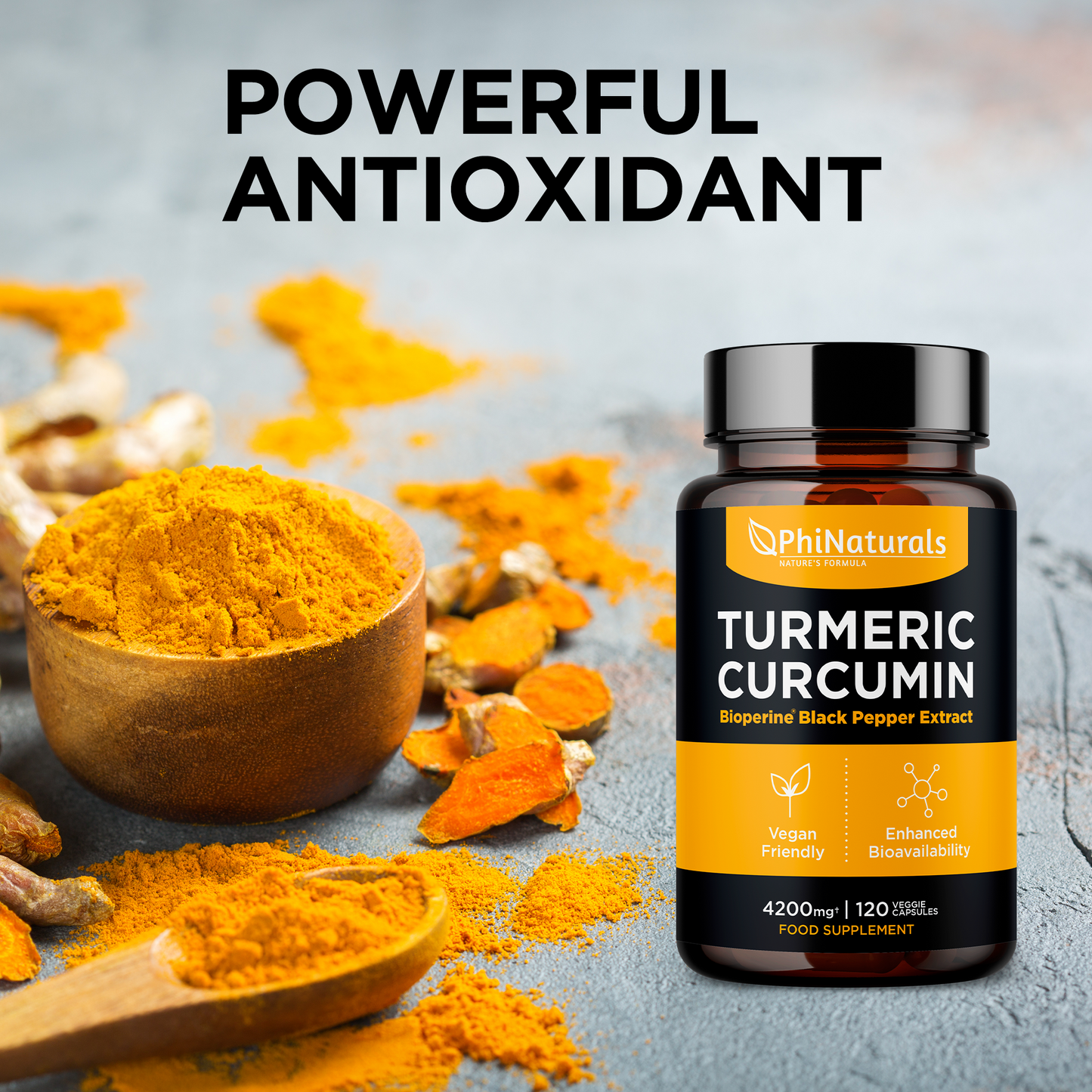 Turmeric Curcumin 4200 mg Whole Herb Equivalent with Black Pepper Extract