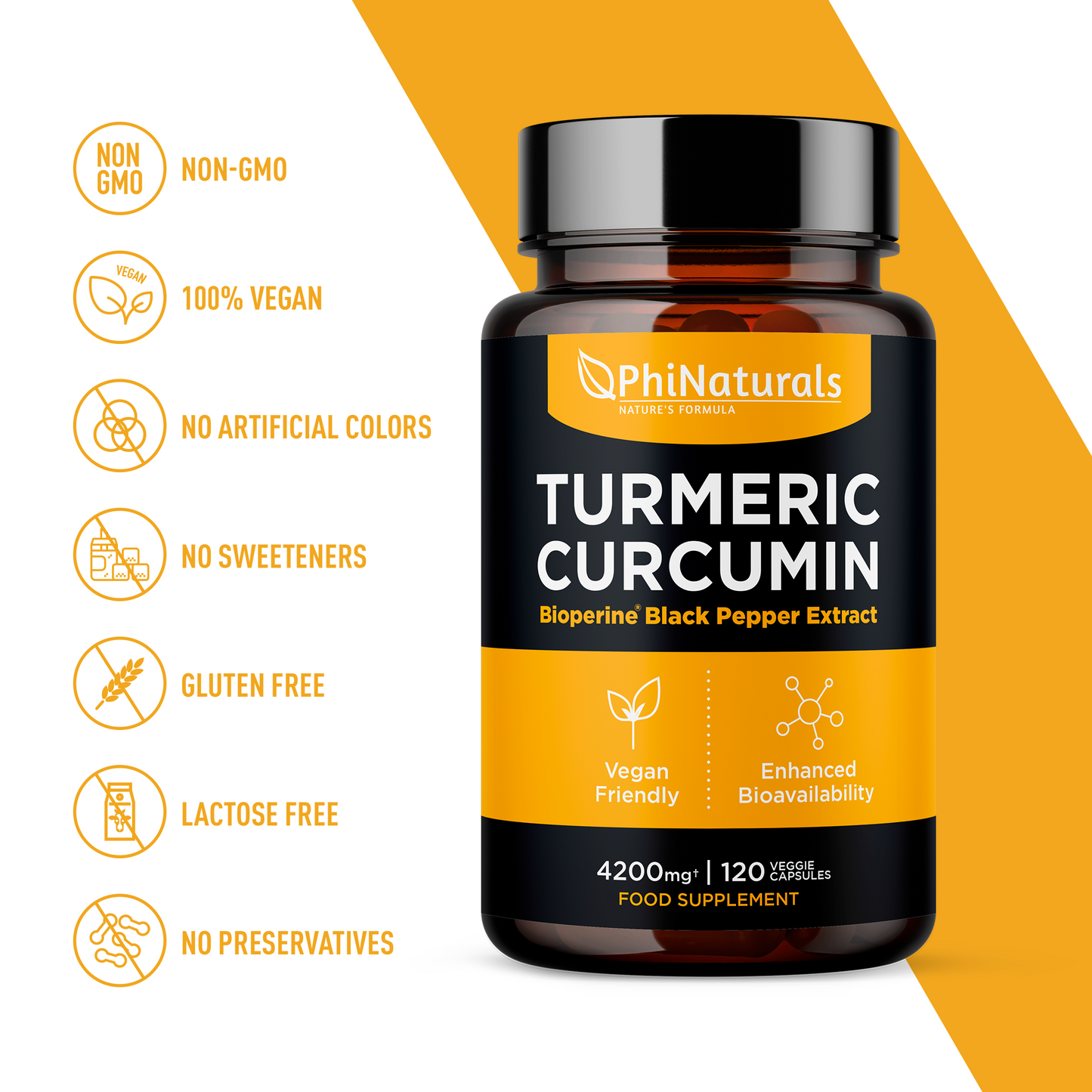 Turmeric Curcumin 4200 mg Whole Herb Equivalent with Black Pepper Extract