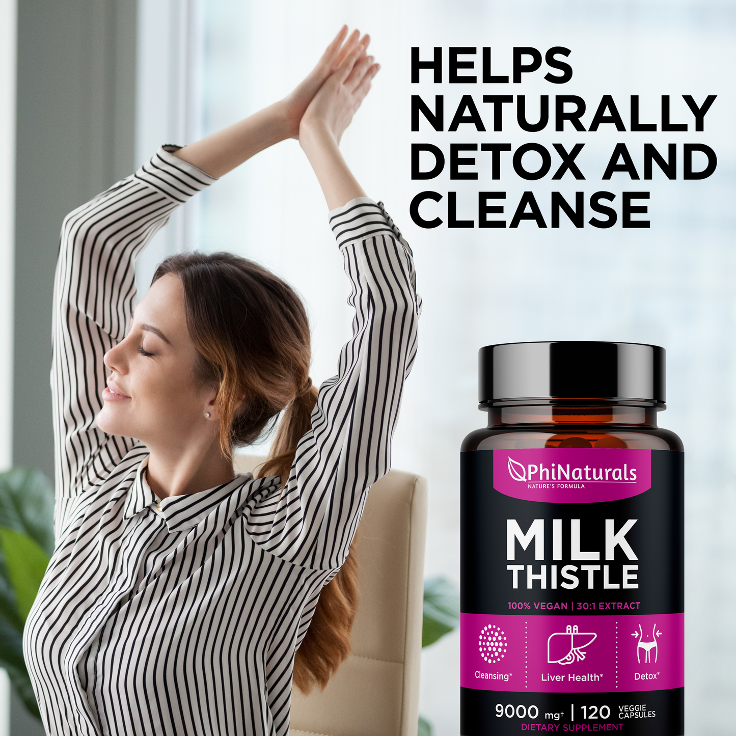 Milk Thistle Silymarin 30x Extract Supplement (Equivalent 9000 mg)