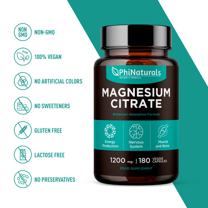 Magnesium Citrate 1200 mg (192 mg elemental) Supplement