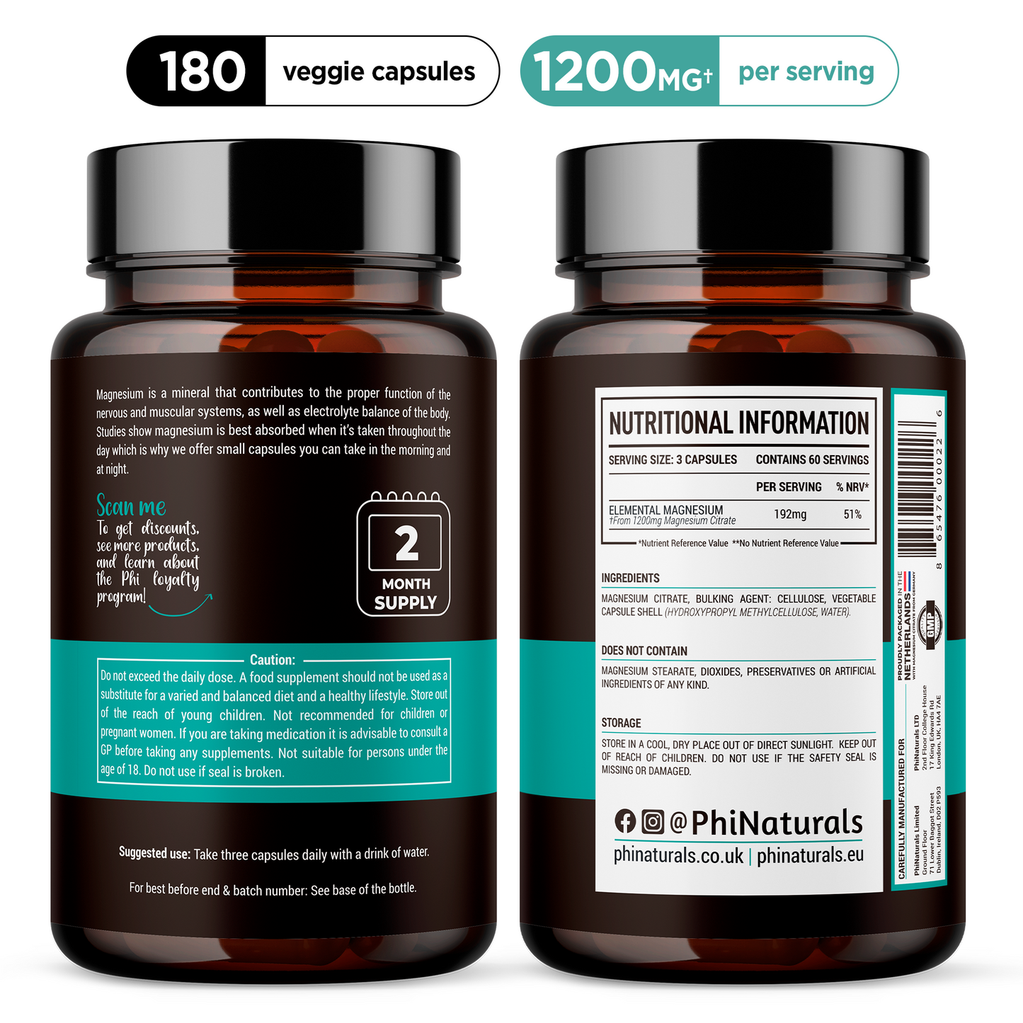 Magnesium Citrate 1200 mg (192 mg elemental) Supplement